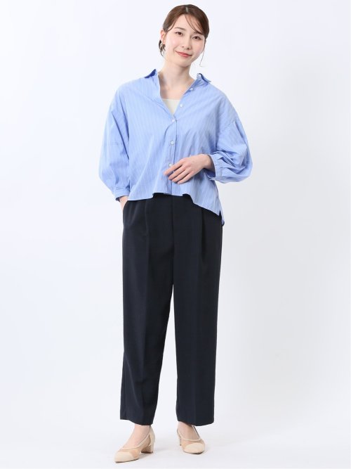 麻調合繊 ベルト付き ワイドパンツ（セットアップ可能）