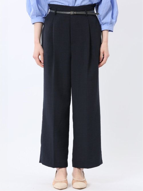 麻調合繊 ベルト付き ワイドパンツ（セットアップ可能）