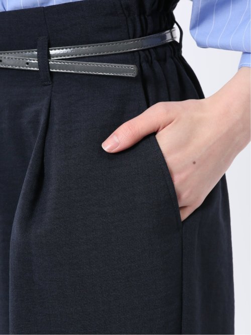 麻調合繊 ベルト付き ワイドパンツ（セットアップ可能）