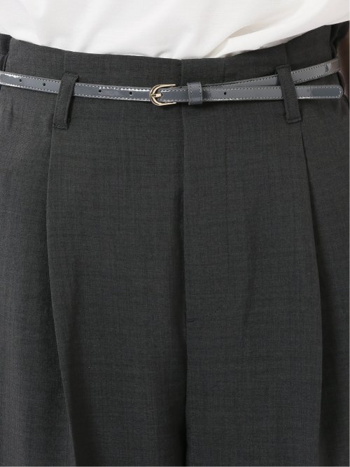 ワイド パンツ レディース 接触冷感 ベルト ワンタック 麻調 リネン風 スラリッチ