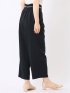 ワイド パンツ レディース 接触冷感 ベルト ワンタック 麻調 リネン風 スラリッチ