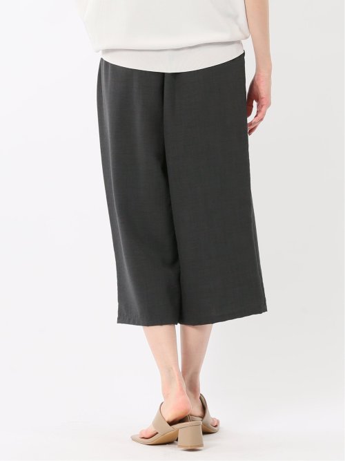 麻調合繊 ボタン付き クロップドパンツ(セットアップ可能)