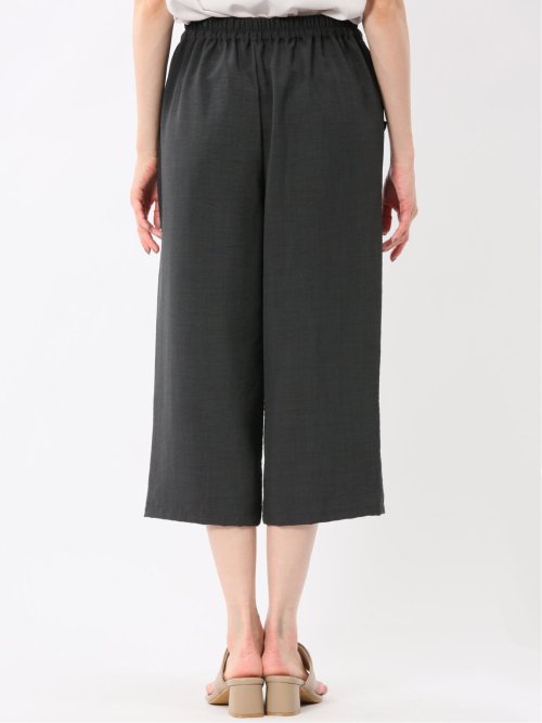 麻調合繊 ボタン付き クロップドパンツ(セットアップ可能)