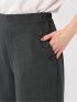 麻調合繊 ボタン付き クロップドパンツ(セットアップ可能)
