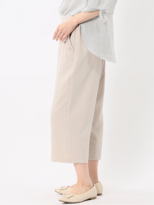 ໒꒱ / 即購入可 出品 麻調合繊 ボタン付き クロップドパンツ(セットアップ可能)(M 33