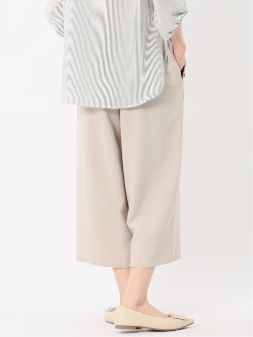 麻調合繊 ボタン付き クロップドパンツ(セットアップ可能)