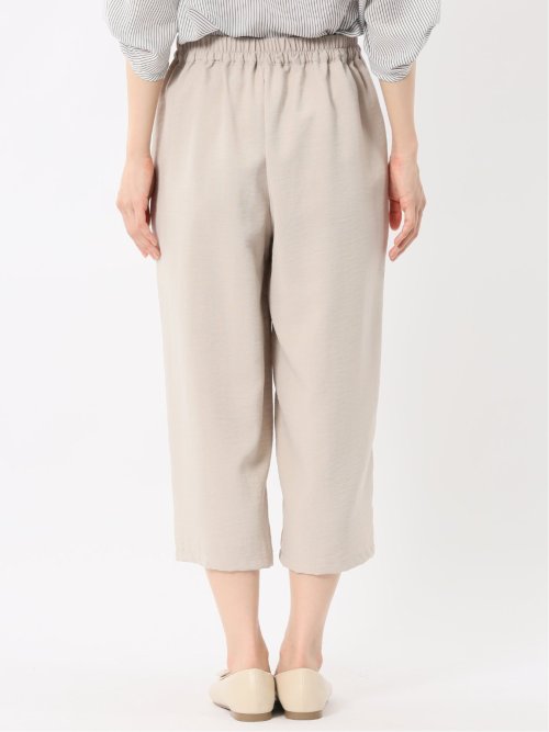 麻調合繊 ボタン付き クロップドパンツ(セットアップ可能)