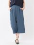 麻調合繊 ボタン付き クロップドパンツ(セットアップ可能)