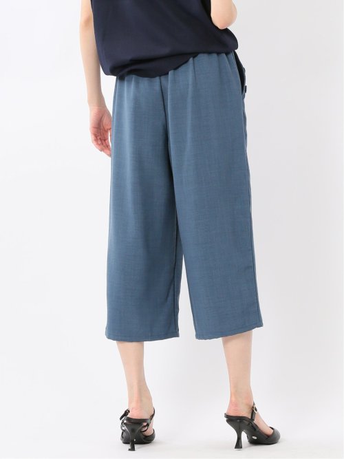 麻調合繊 ボタン付き クロップドパンツ(セットアップ可能)