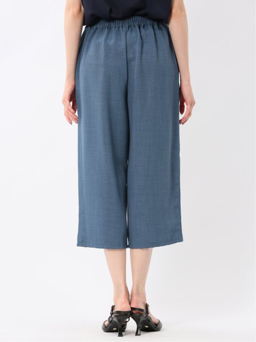 麻調合繊 ボタン付き クロップドパンツ(セットアップ可能)