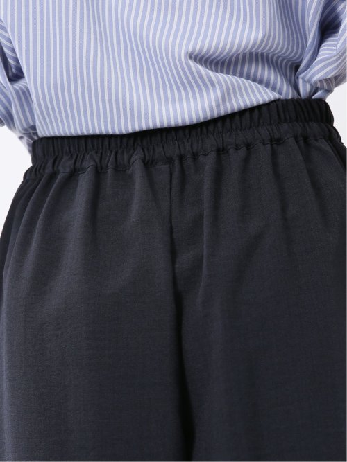 麻調合繊 ボタン付き クロップドパンツ(セットアップ可能)