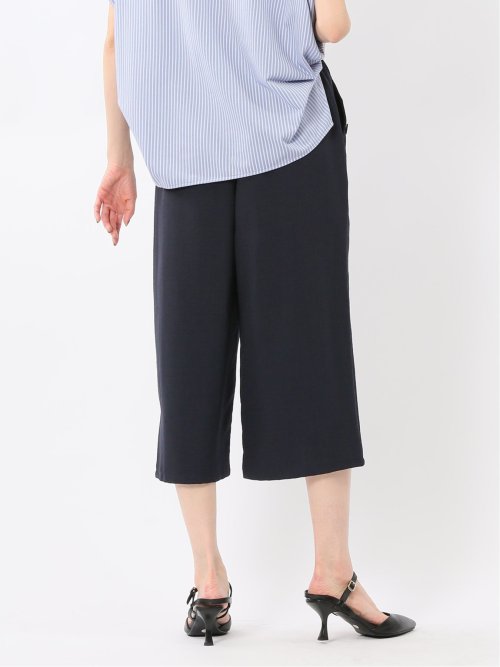 麻調合繊 ボタン付き クロップドパンツ(セットアップ可能)