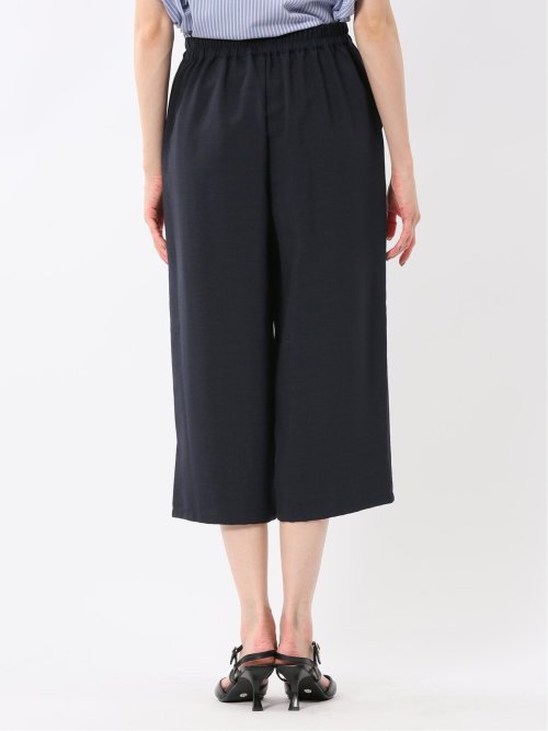 麻調合繊 ボタン付き クロップドパンツ(セットアップ可能)