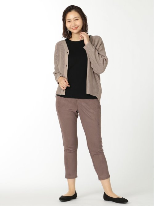 ストレッチ フェイクスエード ドロストパンツ