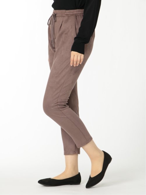 ストレッチ フェイクスエード ドロストパンツ