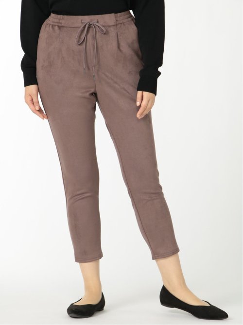 ストレッチ フェイクスエード ドロストパンツ