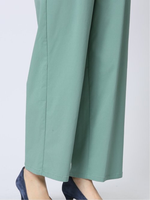ストレッチ ボタン付き ワイドパンツ