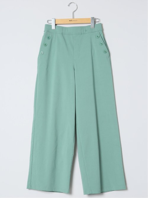 ストレッチ ボタン付き ワイドパンツ