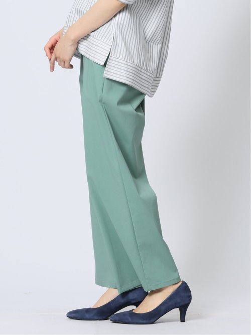ストレッチ ボタン付き ワイドパンツ