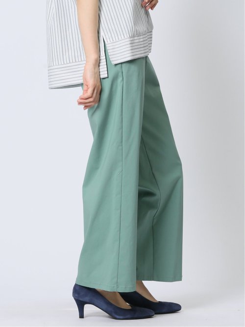 ストレッチ ボタン付き ワイドパンツ