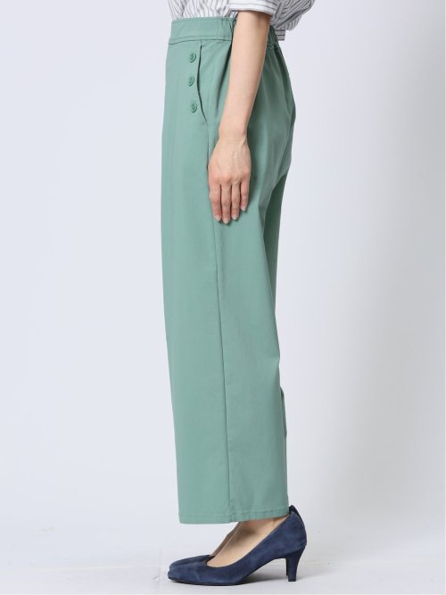 ストレッチ ボタン付き ワイドパンツ