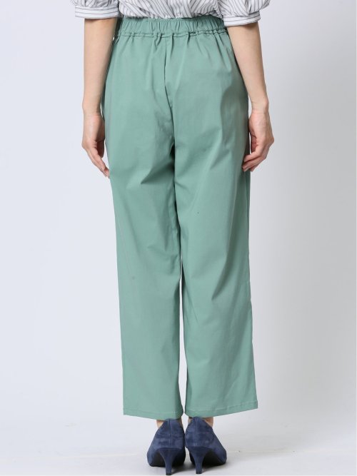 ストレッチ ボタン付き ワイドパンツ