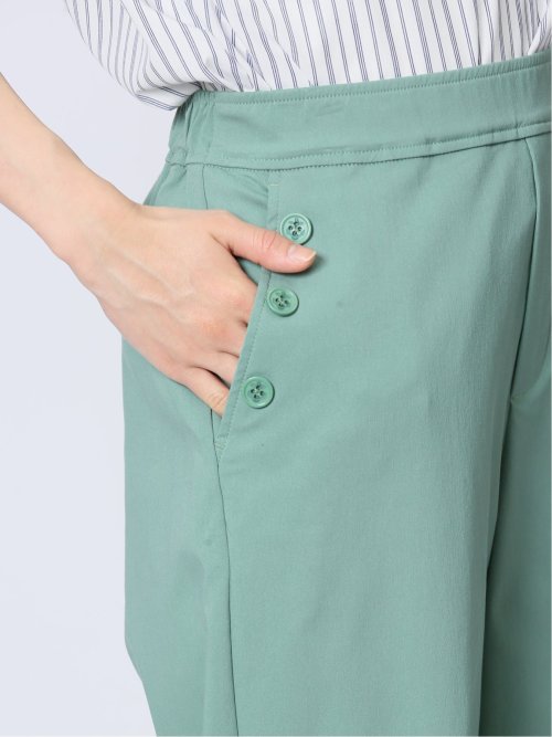 ストレッチ ボタン付き ワイドパンツ