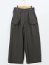ストレッチ ボタン付き ワンタック ワイドパンツ