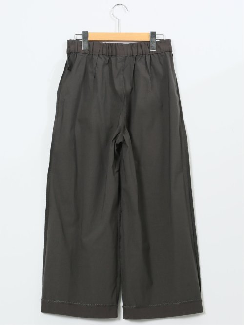 ストレッチ ボタン付き ワンタック ワイドパンツ