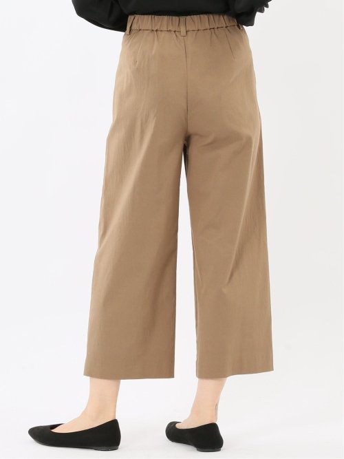 ストレッチ ボタン付き ワンタック ワイドパンツ