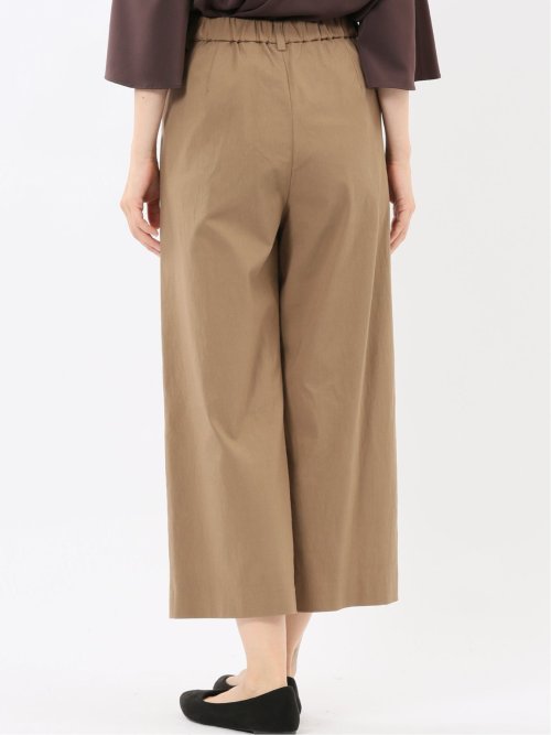 ストレッチ ボタン付き ワンタック ワイドパンツ