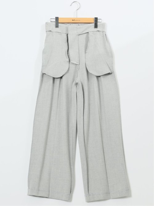 ストレッチ 両面起毛 ツータック ワイドパンツ