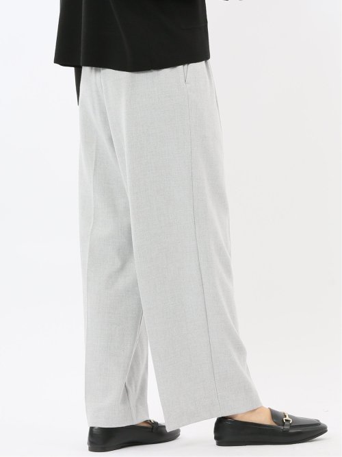 ストレッチ 両面起毛 ツータック ワイドパンツ