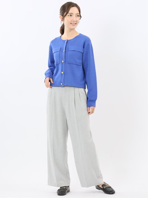 ストレッチ 両面起毛 ツータック ワイドパンツ