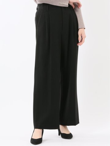 ストレッチ 両面起毛 ツータック ワイドパンツ