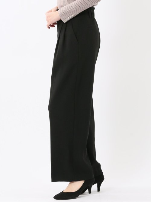 ストレッチ 両面起毛 ツータック ワイドパンツ