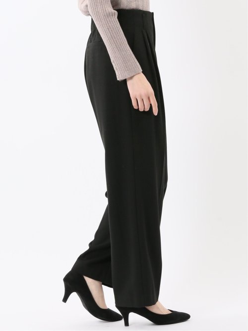 ストレッチ 両面起毛 ツータック ワイドパンツ