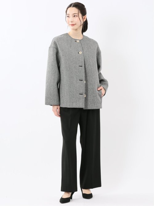 ストレッチ 両面起毛 ツータック ワイドパンツ