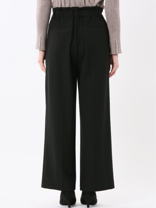 ストレッチ 両面起毛 ツータック ワイドパンツ