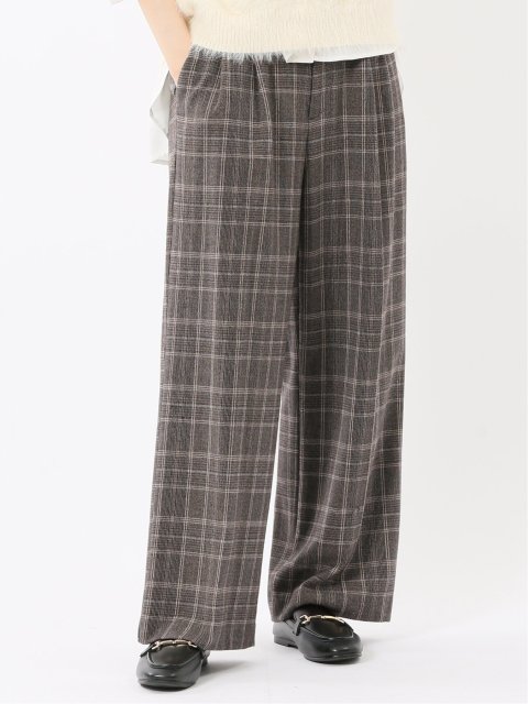 ストレッチ 両面起毛 ツータック ワイドパンツ