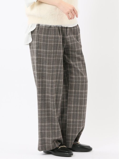 ストレッチ 両面起毛 ツータック ワイドパンツ