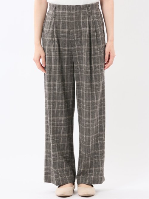 ストレッチ 両面起毛 ツータック ワイドパンツ