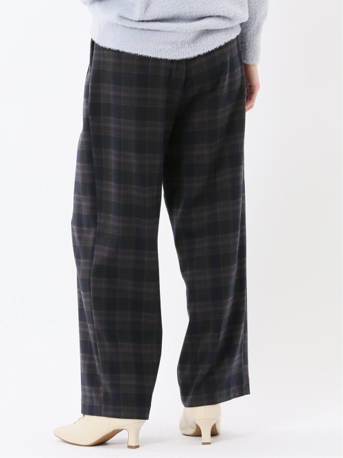 ストレッチ 両面起毛 ツータック ワイドパンツ