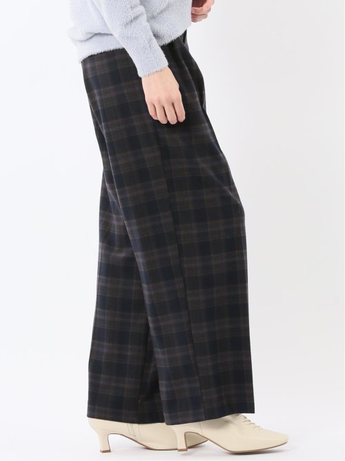 ストレッチ 両面起毛 ツータック ワイドパンツ