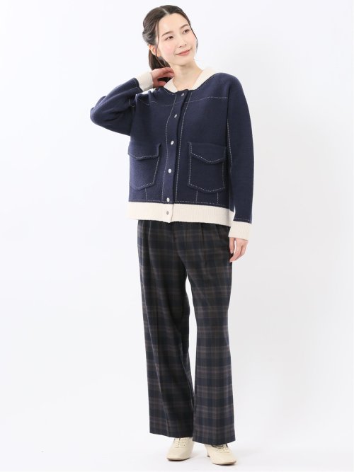 ストレッチ 両面起毛 ツータック ワイドパンツ