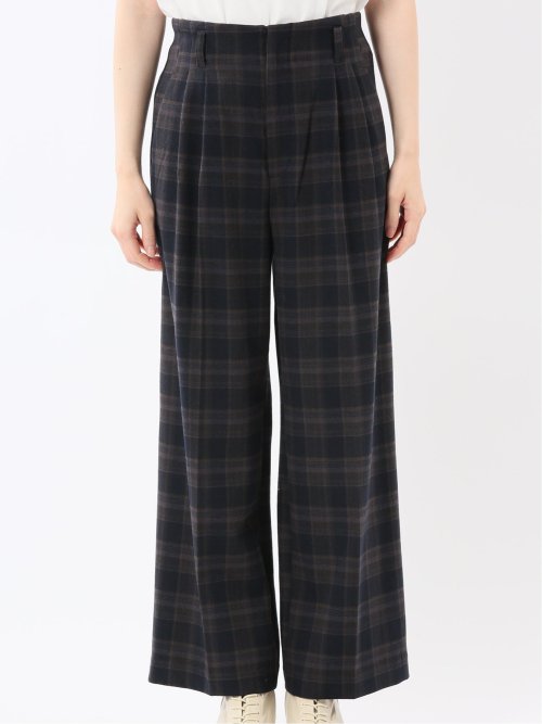 ストレッチ 両面起毛 ツータック ワイドパンツ