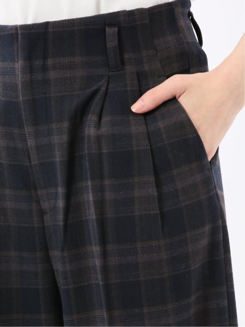 ストレッチ 両面起毛 ツータック ワイドパンツ