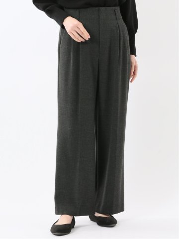 ストレッチ 両面起毛 ツータック ワイドパンツ