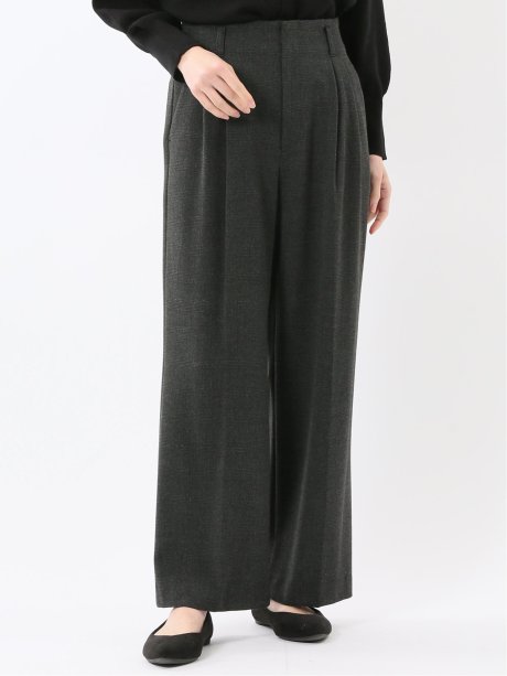 ストレッチ 両面起毛 ツータック ワイドパンツ