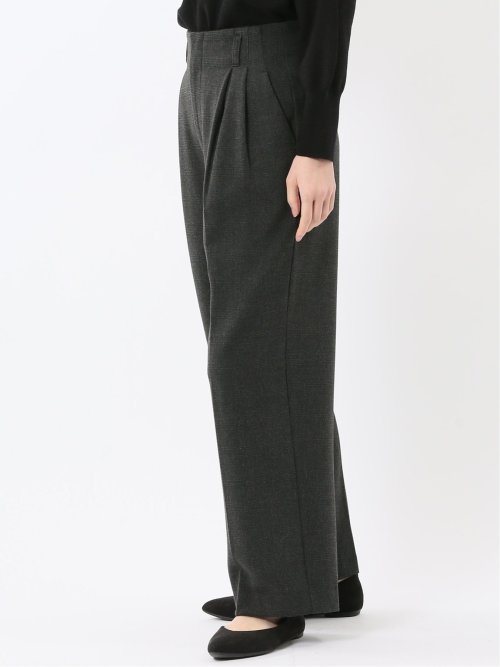 ストレッチ 両面起毛 ツータック ワイドパンツ